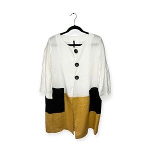 IC by Connie K (L) White Gold Yellow Tunic